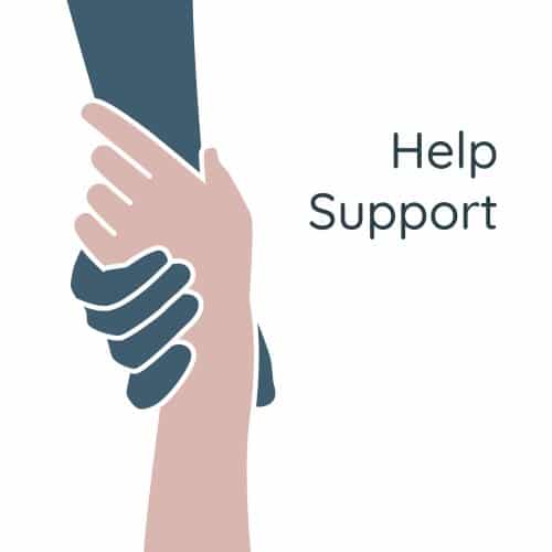 Illustration de deux mains qui se tiennent pour symboliser le soutien et l'entraide offerts aux travailleurs indépendants par le dispositif Help !