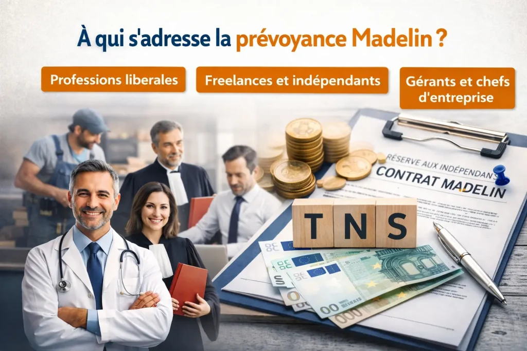 Illustration de la prévoyance Madelin destinée aux travailleurs non-salariés : professions libérales, freelances, indépendants et chefs d’entreprise