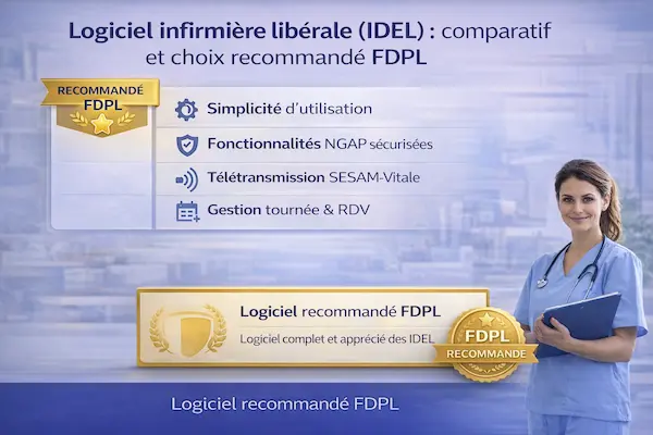 Comparatif de logiciels pour infirmière libérale mettant en avant les critères FDPL de choix et de recommandation