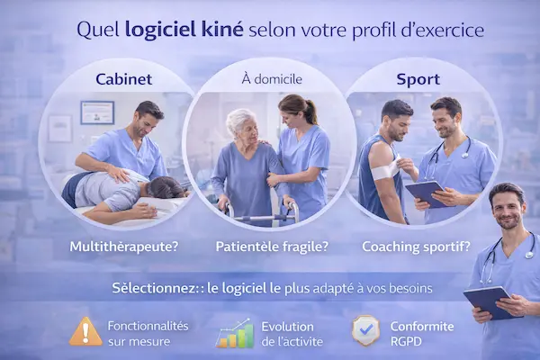 Choisir un logiciel pour kinésithérapeute selon le profil d’exercice : cabinet, soins à domicile ou activité sportive