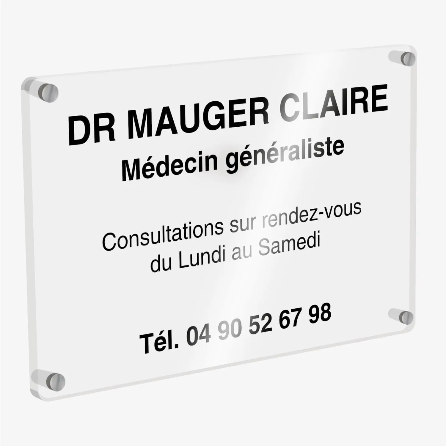 Plaque professionnelle plexiglas personnalisée